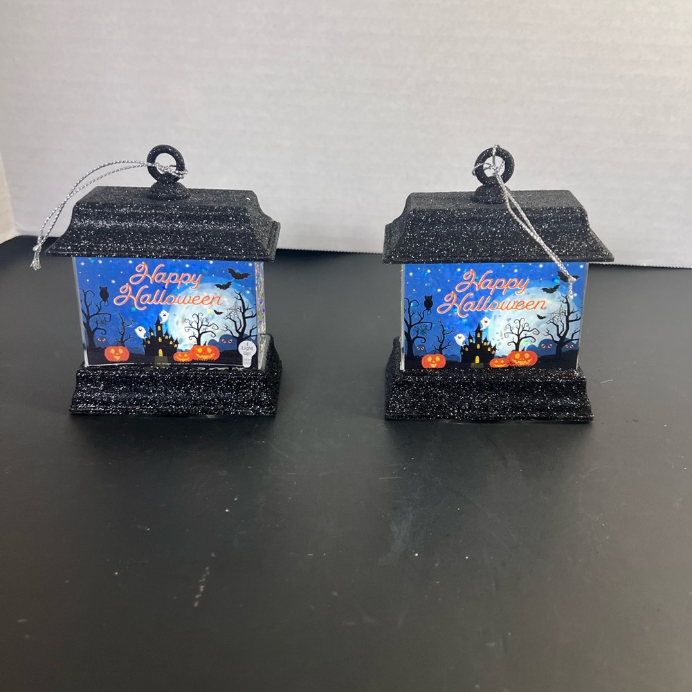 Ganz Happy Halloween LED Shimmer Smallβ 4.5" Lantern Glitter Snow globe Set Of 2